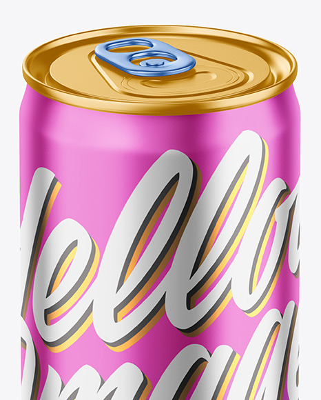 250ml Matte Metallic Drink Can Mockup PSD #1