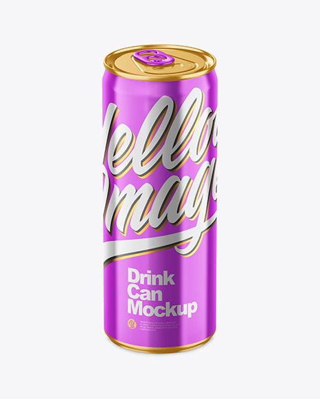 250ml Glossy Metallic Drink Can Mockup PSD #2