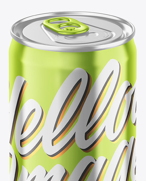 250ml Glossy Metallic Drink Can Mockup PSD #1