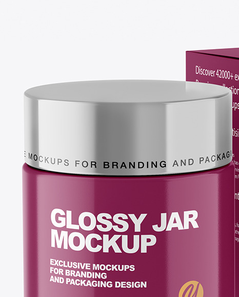 Glossy Cosmetic Jar with Paper Box Mockup PSD #3