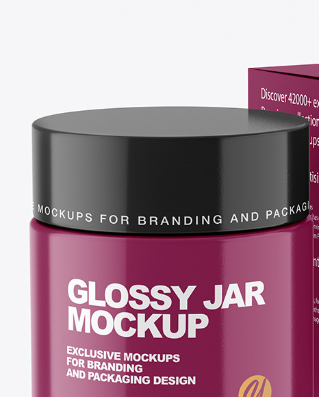 Glossy Cosmetic Jar with Paper Box Mockup PSD #4