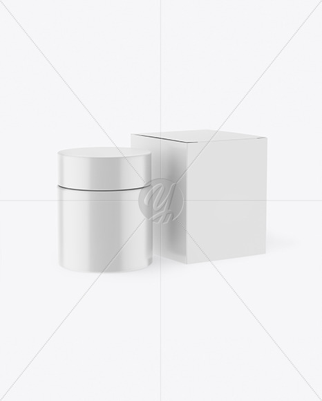 Matte Cosmetic Jar with Paper Box Mockup PSD #1