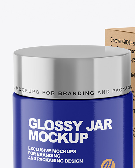 Glossy Cosmetic Jar with Kraft Paper Box Mockup PSD #3