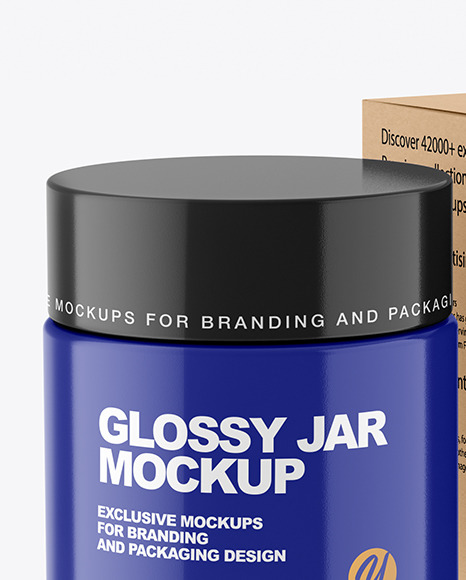 Glossy Cosmetic Jar with Kraft Paper Box Mockup PSD #4