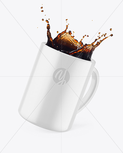 Glossy Mug w  Coffee Splash Mockup PSD #3