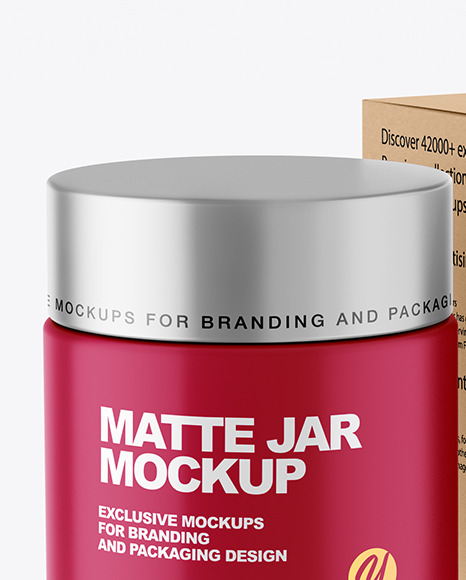 Matte Cosmetic Jar with Kraft Paper Box Mockup PSD #2