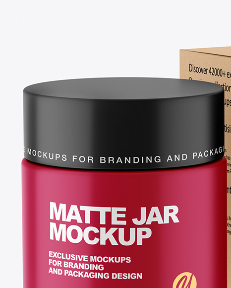 Matte Cosmetic Jar with Kraft Paper Box Mockup PSD #1