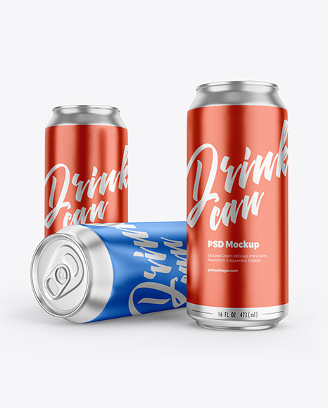Three Aluminium Drink Cans Mockup