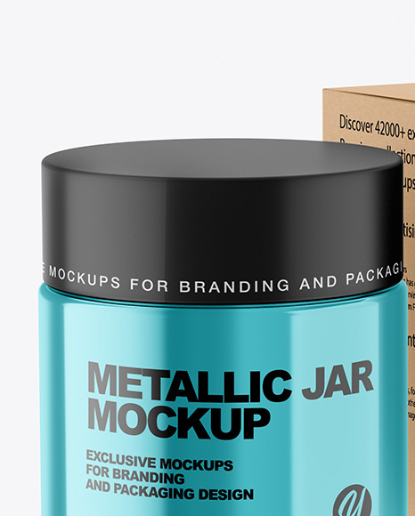 Metallic Cosmetic Jar with Kraft Paper Box Mockup PSD #3