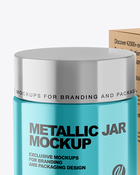 Metallic Cosmetic Jar with Kraft Paper Box Mockup PSD #4