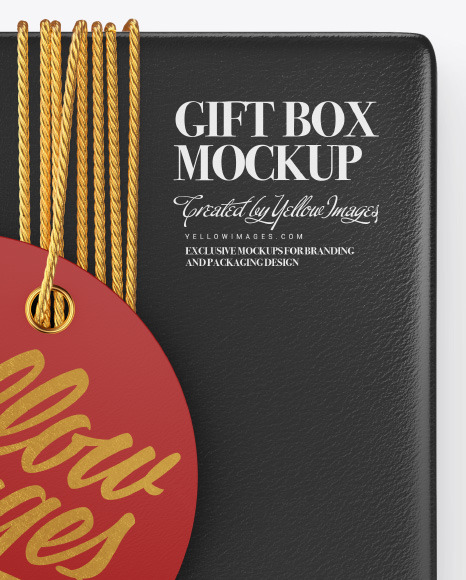 Gift Box w  Label Mockup   Top View PSD #6