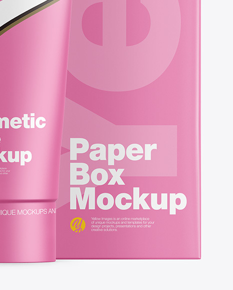 Matte Cosmetic Tube w  Box Mockup PSD #1