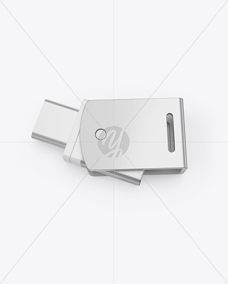 Metallic USB Type C Flash Drive Mockup PSD #3