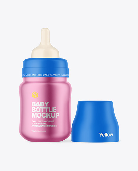 Matte Metallic Baby Bottle Mockup PSD #2