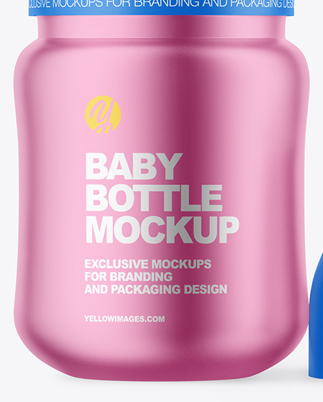 Matte Metallic Baby Bottle Mockup PSD #6