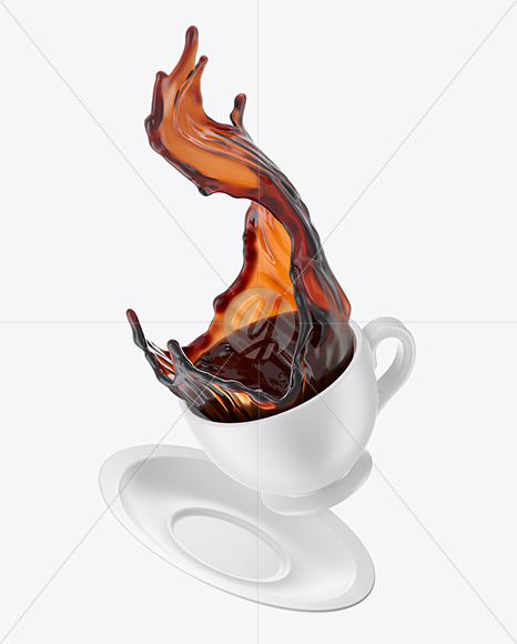 Ceramic Coffee Cup and Saucer w  Splash Mockup PSD #3