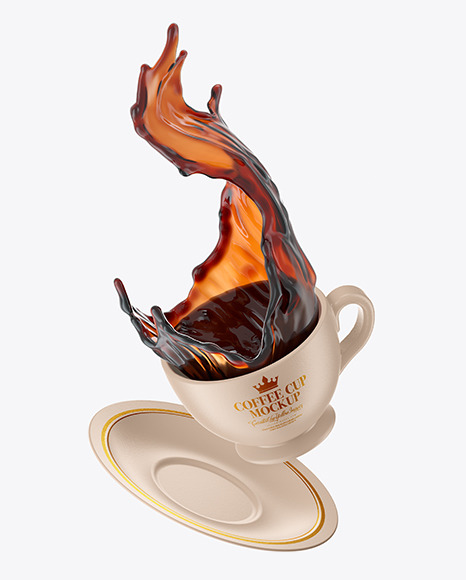 Ceramic Coffee Cup and Saucer w  Splash Mockup PSD #7