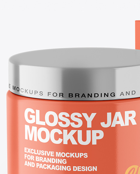 Glossy Cosmetic Jar with Paper Box Mockup PSD #2