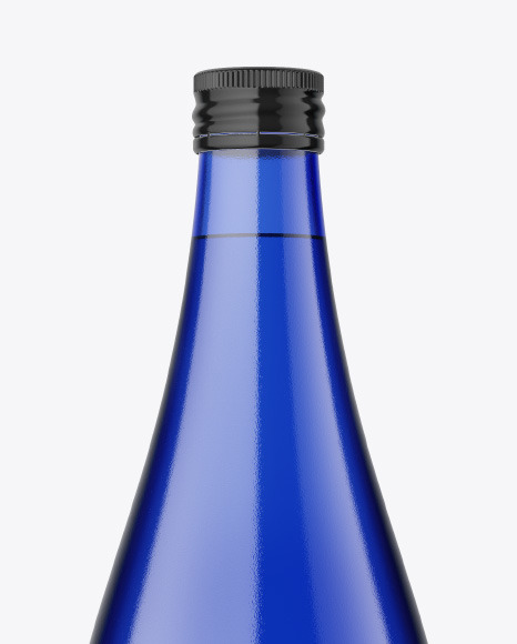 Blue Glass Bottle Mockup PSD #3