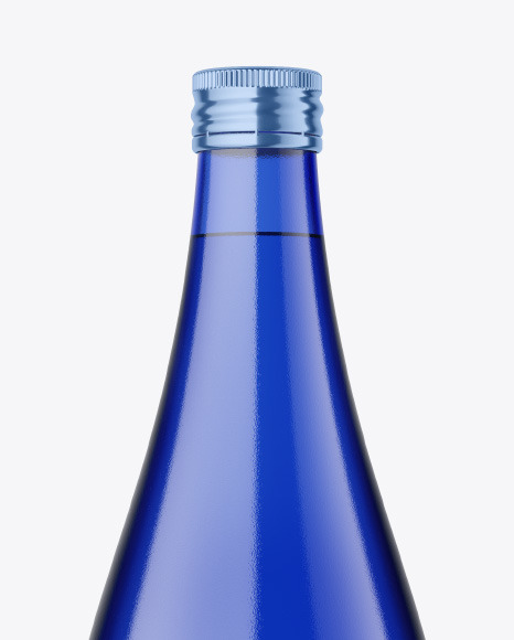 Blue Glass Bottle Mockup PSD #4