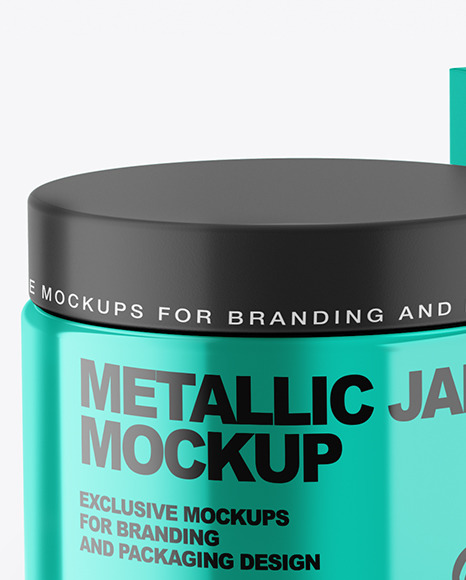 Metallic Cosmetic Jar with Paper Box Mockup PSD #3