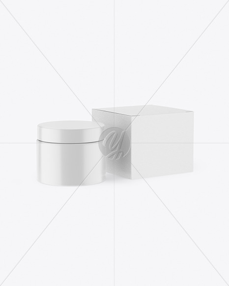 Matte Cosmetic Jar with Kraft Paper Box Mockup PSD #3