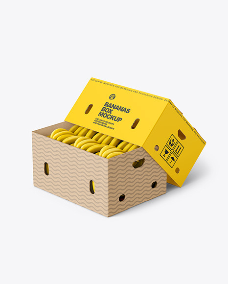 Box with Bananas Mockup PSD #2