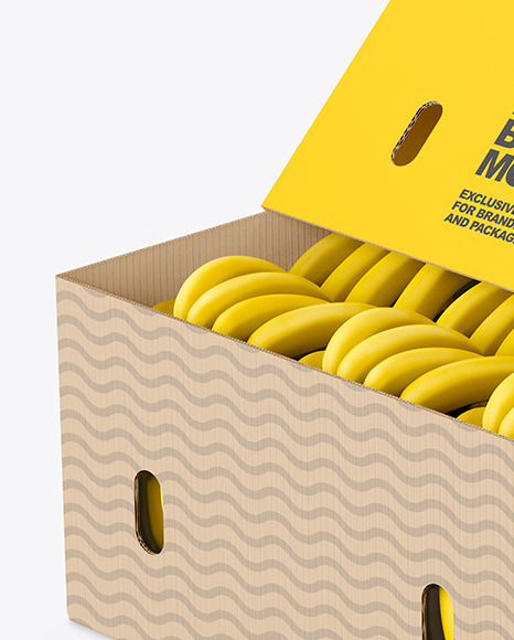 Box with Bananas Mockup PSD #3