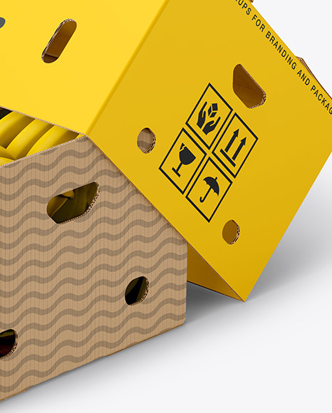 Box with Bananas Mockup PSD #5