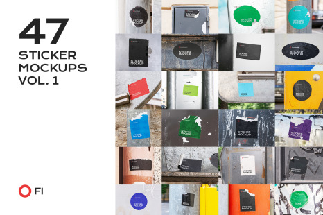 47 sticker mockup template bundle vol 1