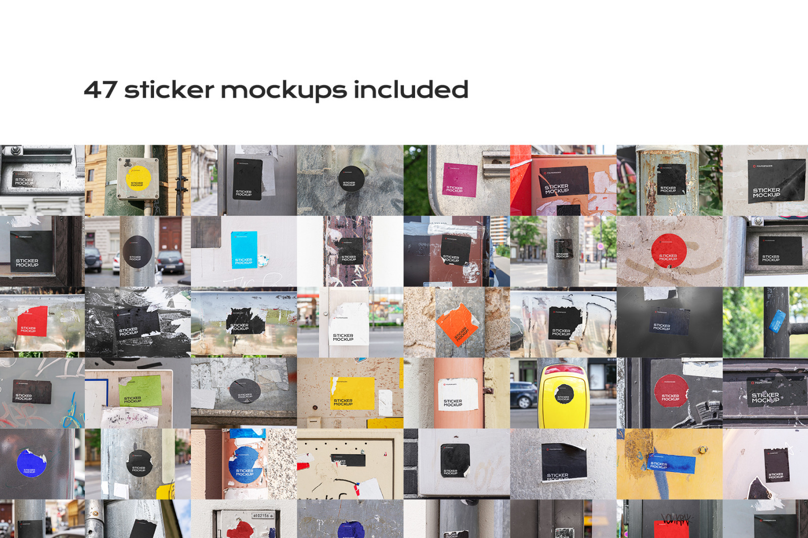 47 Sticker Mockup Template Bundle Vol 2 On Yellow Images Creative Store