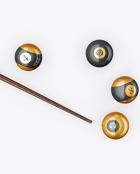 Billiard Balls and Cue Mockup PSD #2