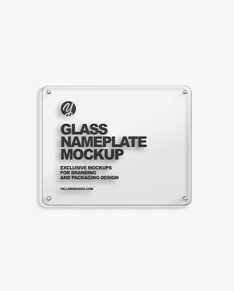 Glass Nameplate Mockup PSD #2