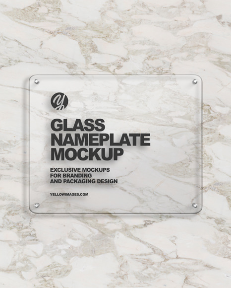 Glass Nameplate Mockup PSD #4