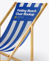 Beach Umbrella w/ Folding Chair Mockup - Half Side View