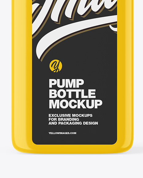 Glossy Plastic Square Bottle With Pump Mockup cosmetic 88942