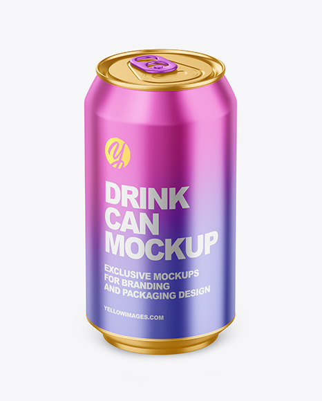330ml Matte Metallic Drink Can Mockup PSD #2