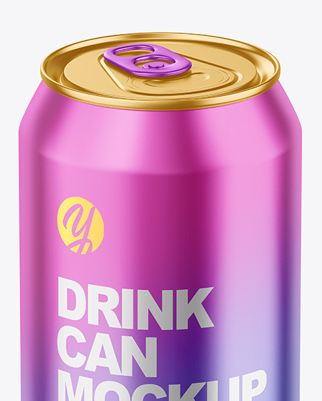 330ml Matte Metallic Drink Can Mockup PSD #1