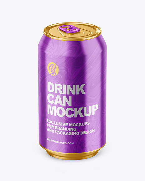 330ml Glossy Metallic Drink Can Mockup PSD #2