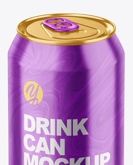 330ml Glossy Metallic Drink Can Mockup PSD #7