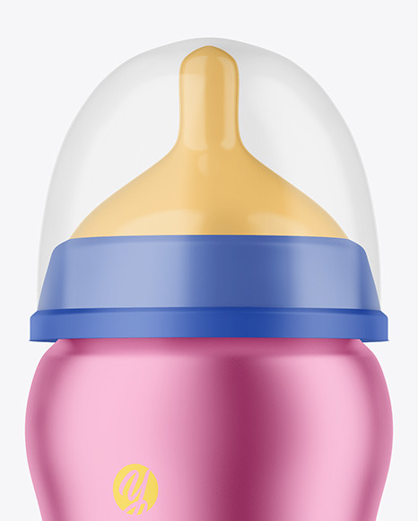 Matte Metallic Baby Bottle Mockup PSD #1