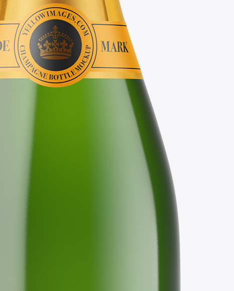 Green Glass Champagne Bottle Mockup