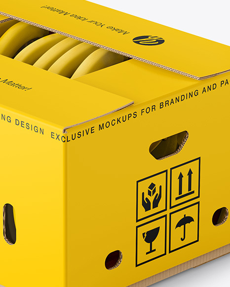 Box with Bananas Mockup PSD #4