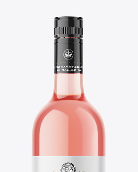 Clear Glass Pink Wine Bottle Mockup PSD #2