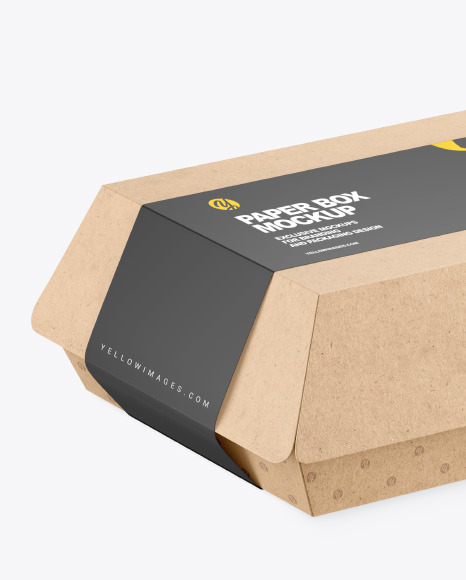 Kraft Food Box w  Label Mockup PSD #2