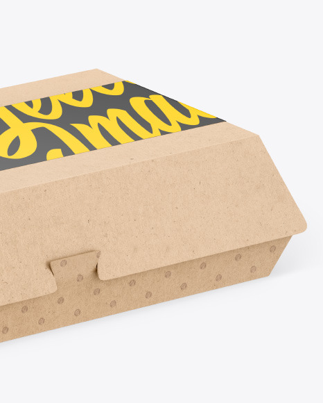 Kraft Food Box w  Label Mockup PSD #1