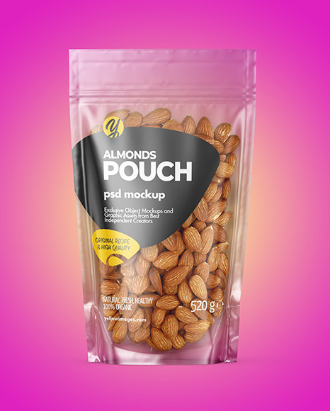Glossy Stand up Pouch with Almonds Mockup PSD #6