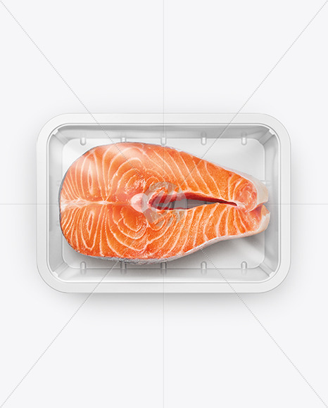 Plastic Tray With Salmon Steak Mockup PSD #3