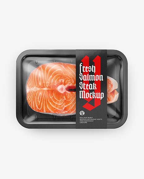 Plastic Tray With Salmon Steak Mockup PSD #2