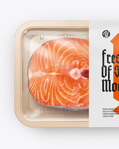 Plastic Tray With Salmon Steak Mockup PSD #6